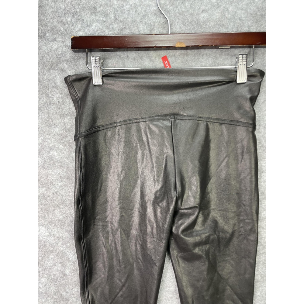 Spanx Faux Leather Leggings Womens Large Petite Black High Rise Shaping Pants - Picture 10 of 10